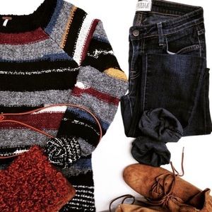 Free People Multicolored Striped Sweater Size M